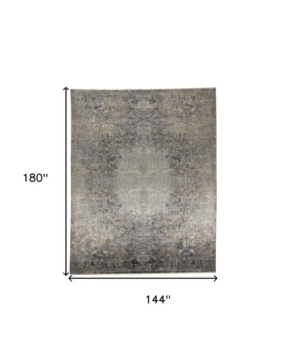 12 x 15 Tan & Gray Oriental Power Loom Rug