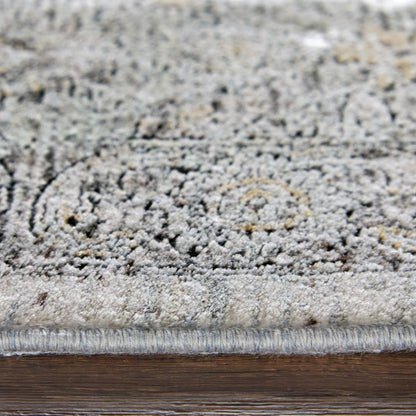 5 x 7 Gray & Silver Damask Power Loom Rug