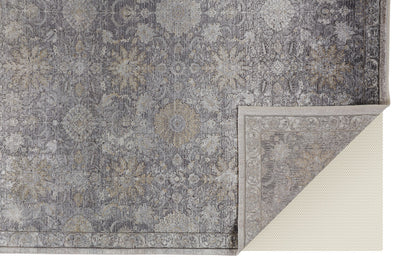 5 x 7 Gray & Silver Damask Power Loom Rug