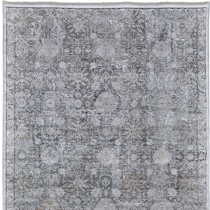 5 x 7 Gray & Silver Damask Power Loom Rug
