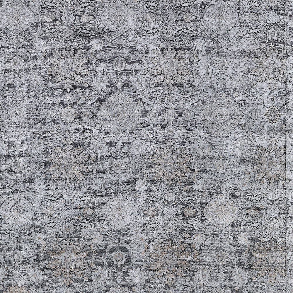 5 x 7 Gray & Silver Damask Power Loom Rug
