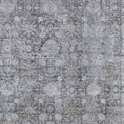 5 x 7 Gray & Silver Damask Power Loom Rug
