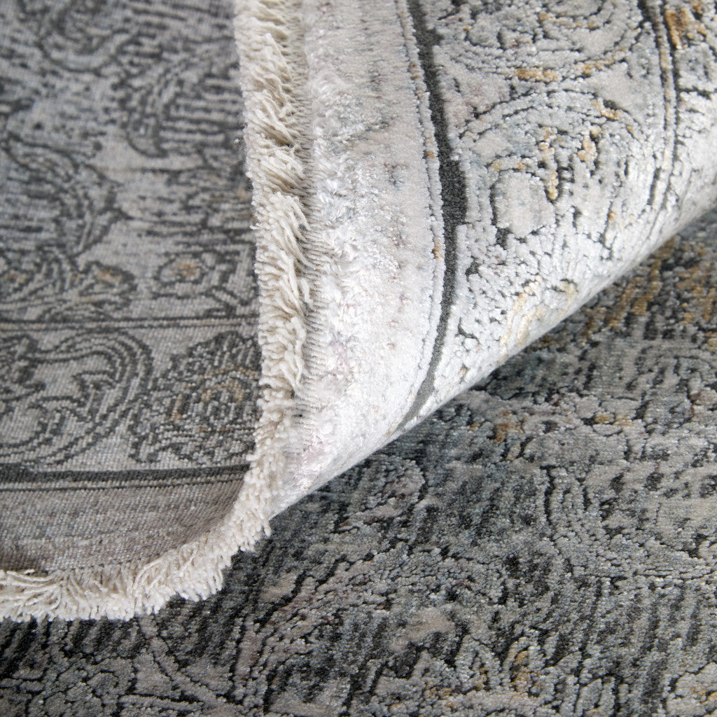 12 x 15 Gray & Silver Damask Power Loom Rug