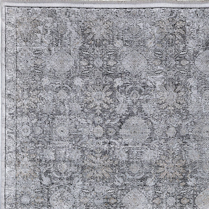 12 x 15 Gray & Silver Damask Power Loom Rug