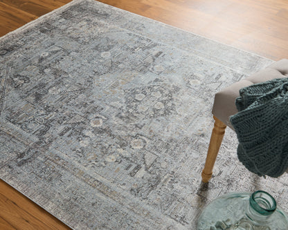 5 x 7 Gray & Silver Oriental Power Loom Rug