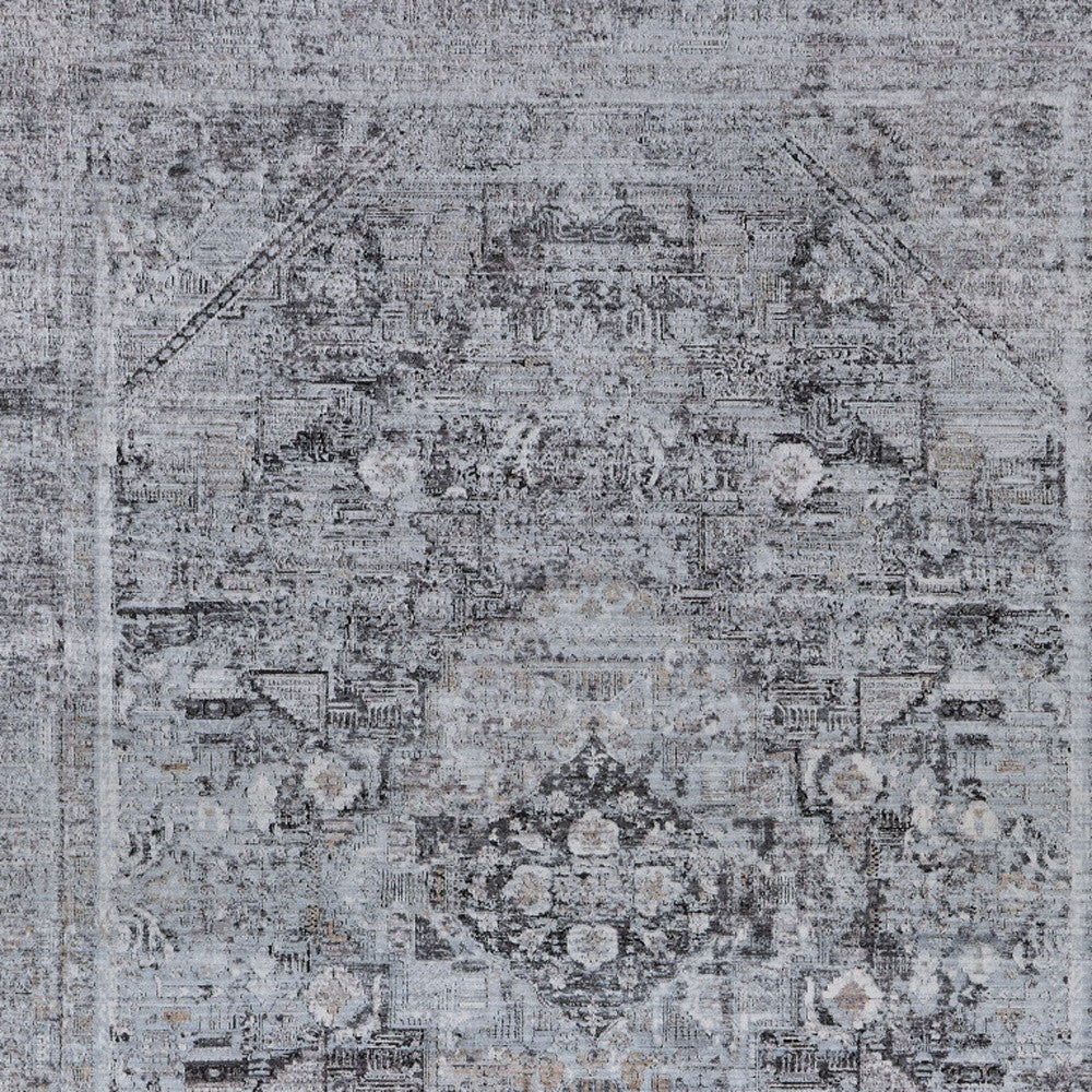 5 x 7 Gray & Silver Oriental Power Loom Rug