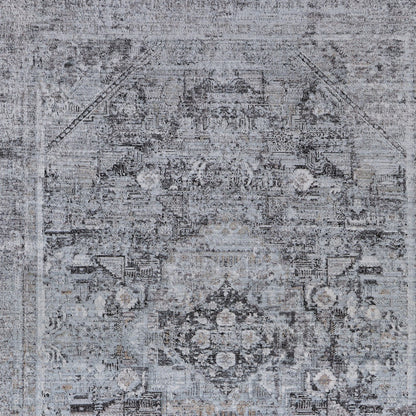5 x 7 Gray & Silver Oriental Power Loom Rug