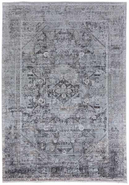 5 x 7 Gray & Silver Oriental Power Loom Rug