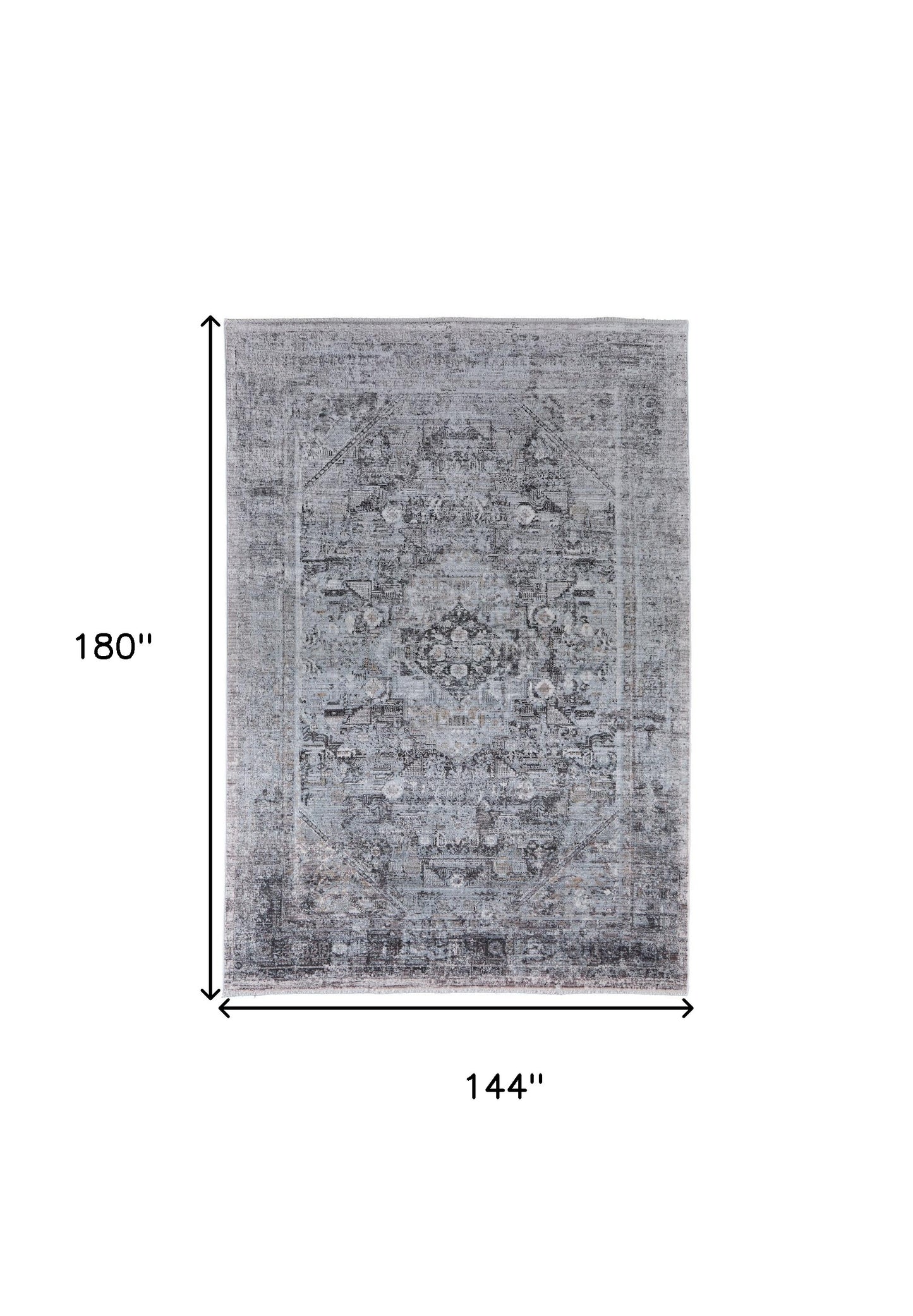 12 x 15 Gray & Silver Oriental Power Loom Rug