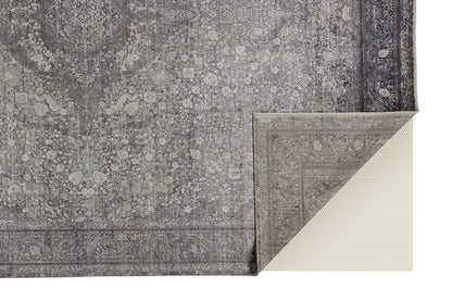 5 x 7 Gray & Silver Oriental Power Loom Rug