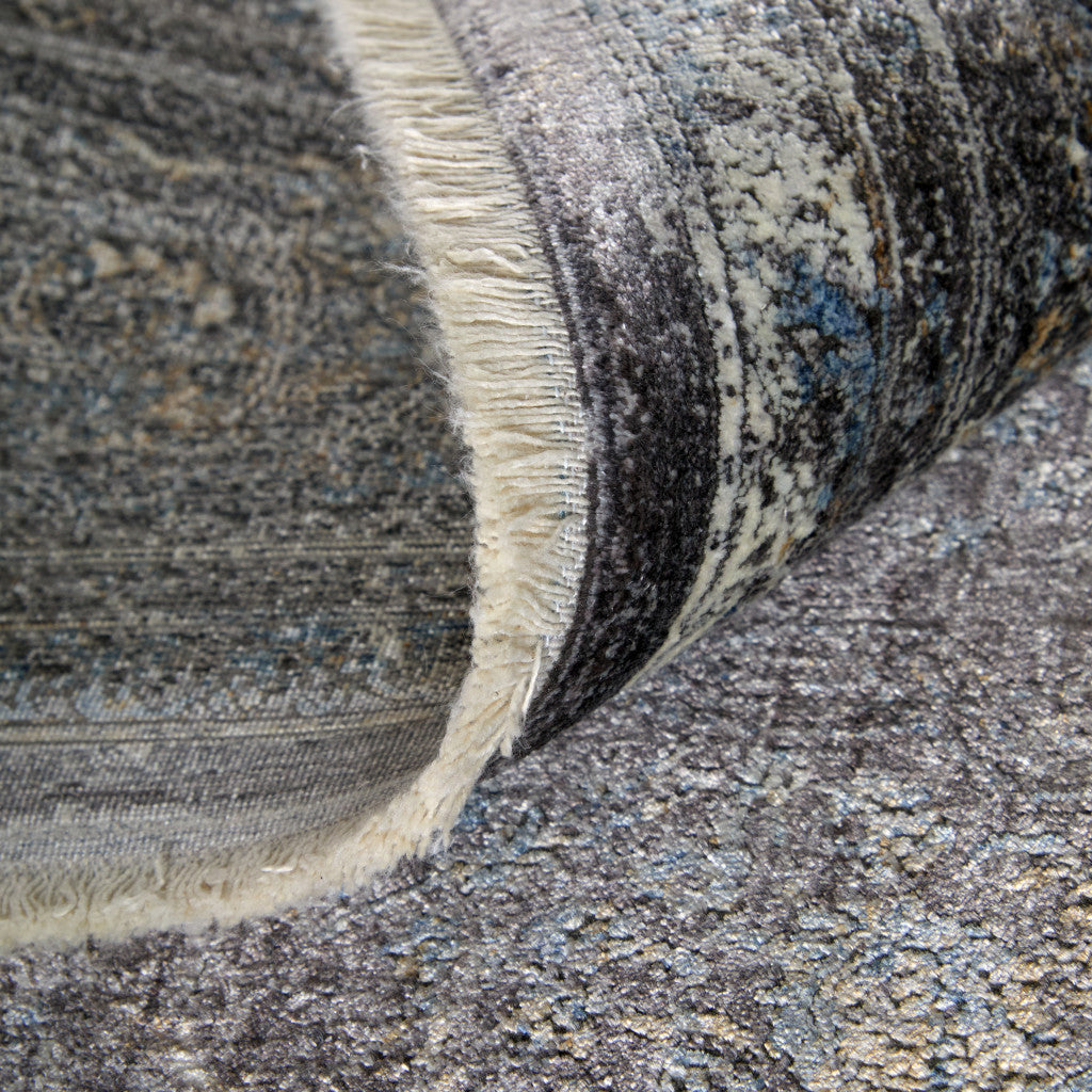 5 x 7 Gray & Silver Oriental Power Loom Rug