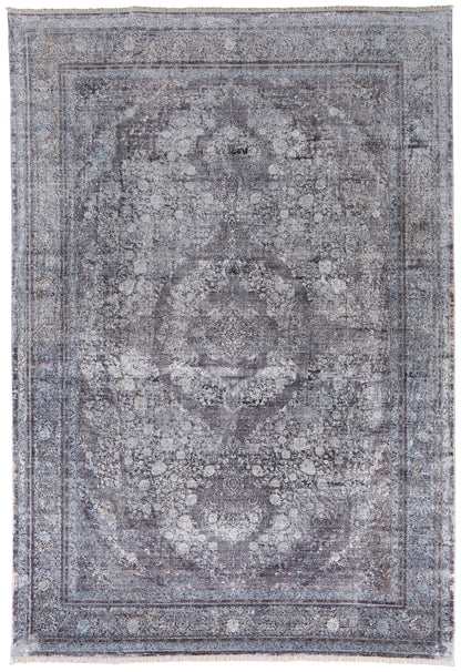 5 x 7 Gray & Silver Oriental Power Loom Rug