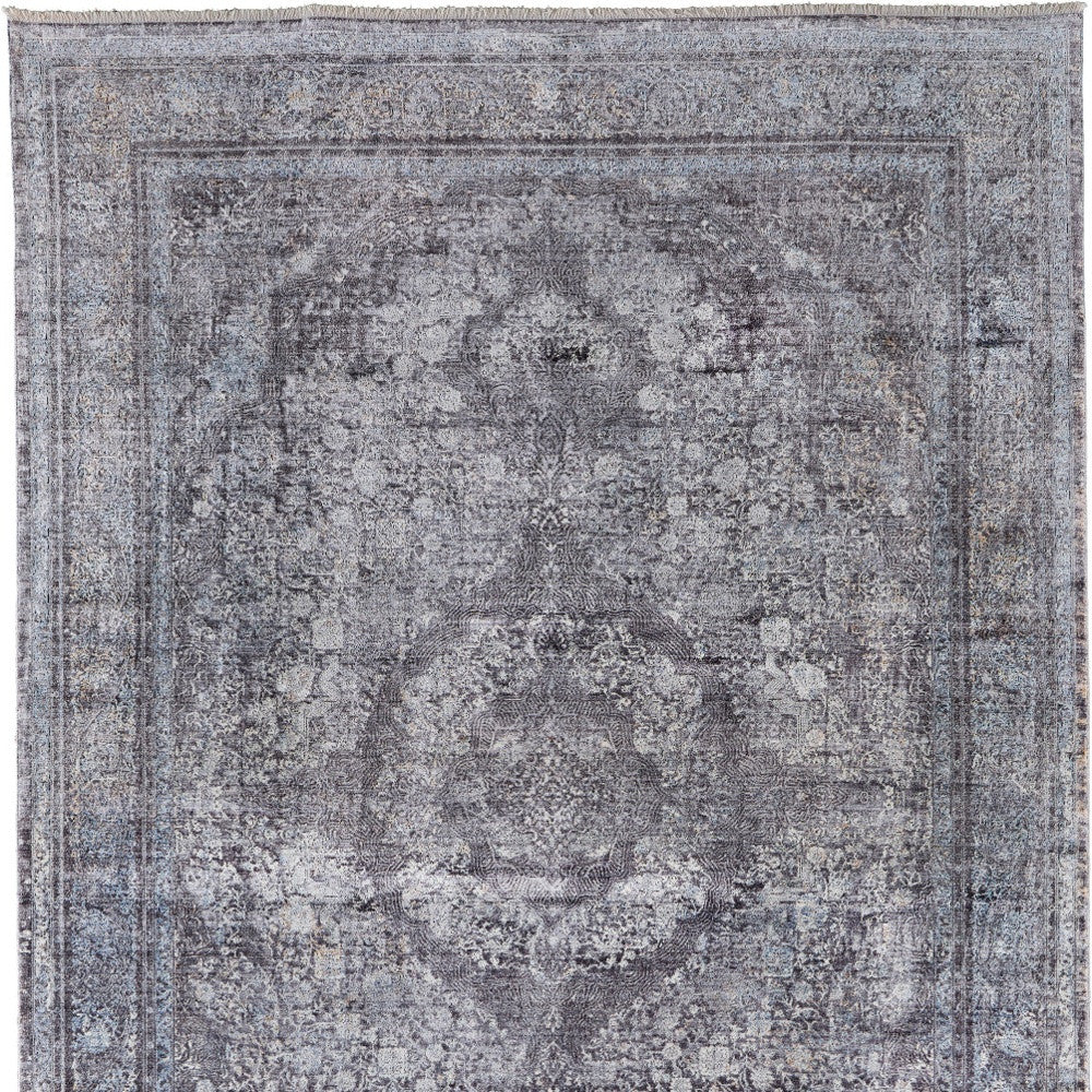 5 x 7 Gray & Silver Oriental Power Loom Rug
