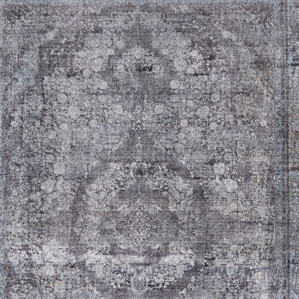 8 x 10 Gray & Silver Oriental Power Loom Rug
