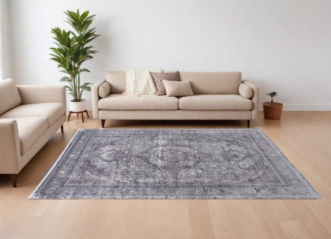 12 x 15 Gray & Silver Oriental Power Loom Rug