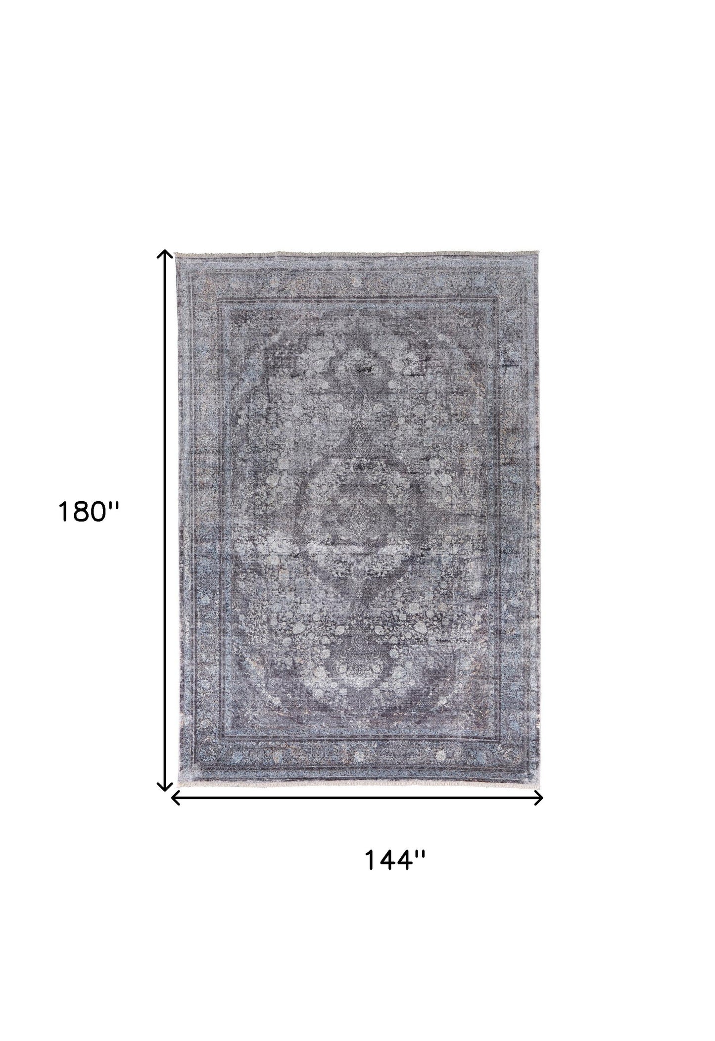 12 x 15 Gray & Silver Oriental Power Loom Rug