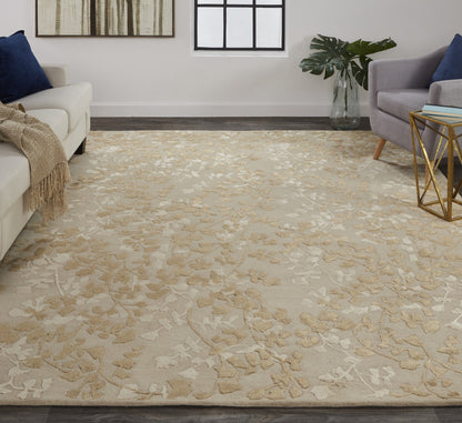 8 x 10 Gray & Silver Floral Hand Tufted Rug