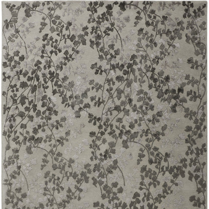 8 x 10 Gray & Silver Floral Hand Tufted Rug