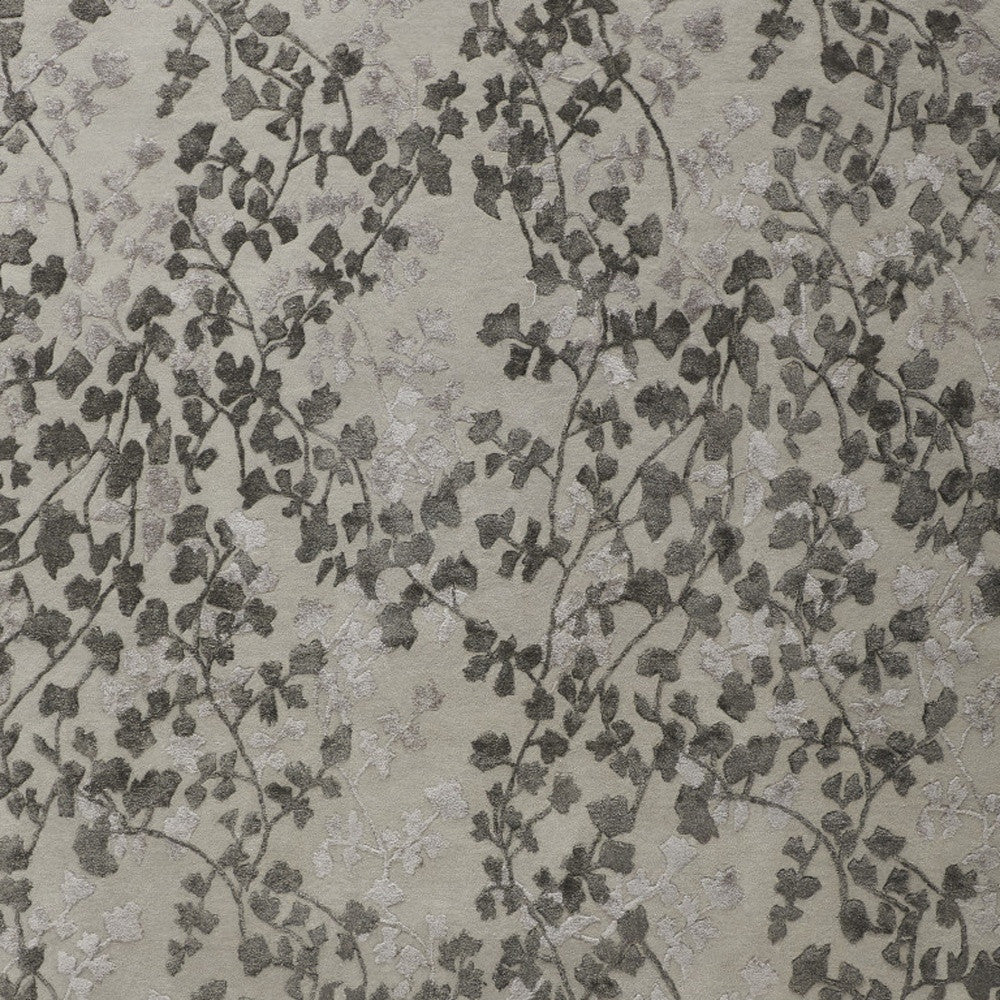 8 x 10 Gray & Silver Floral Hand Tufted Rug