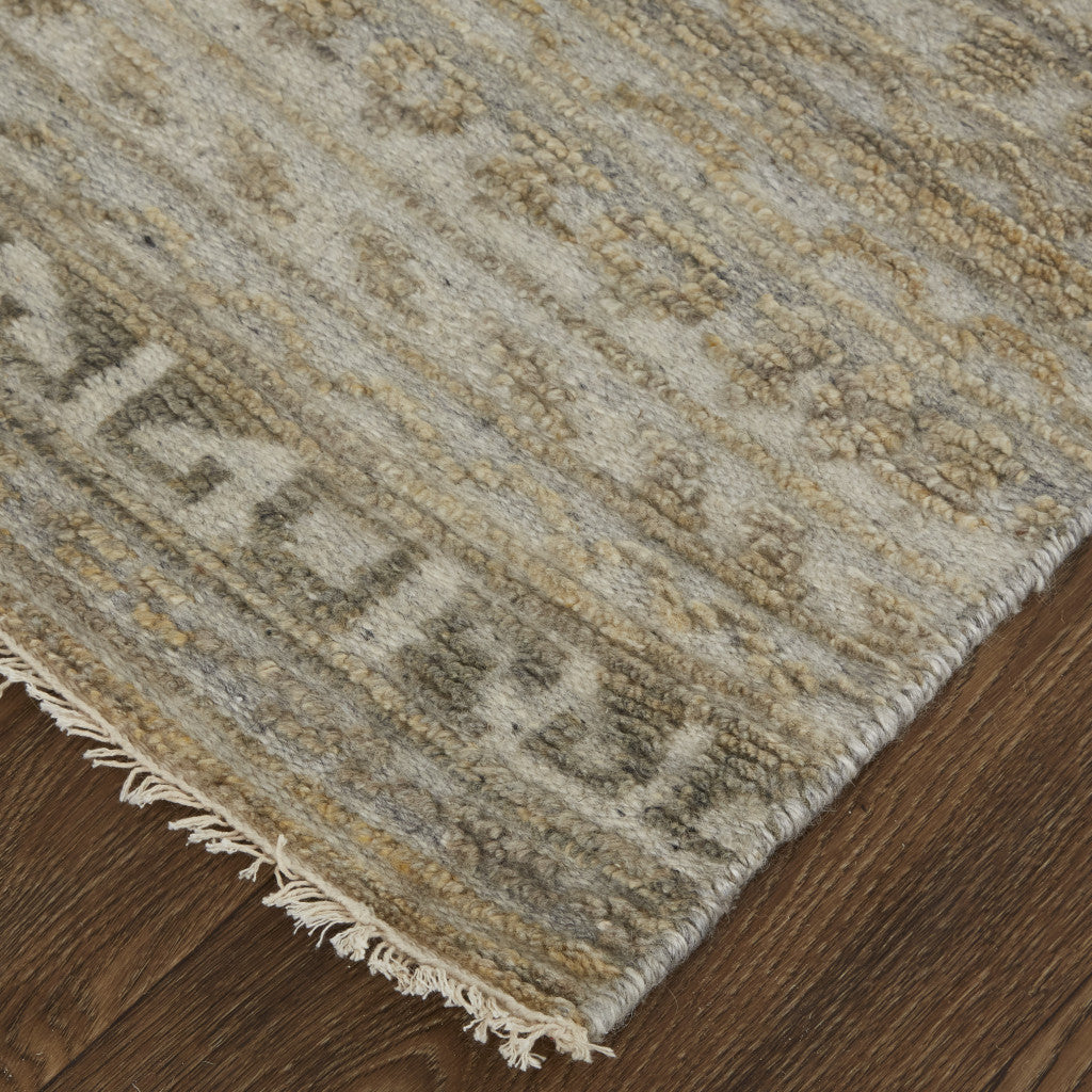 4 x 6 Gold & Tan Geometric Hand Knotted Rug