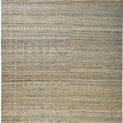 4 x 6 Gold & Tan Geometric Hand Knotted Rug