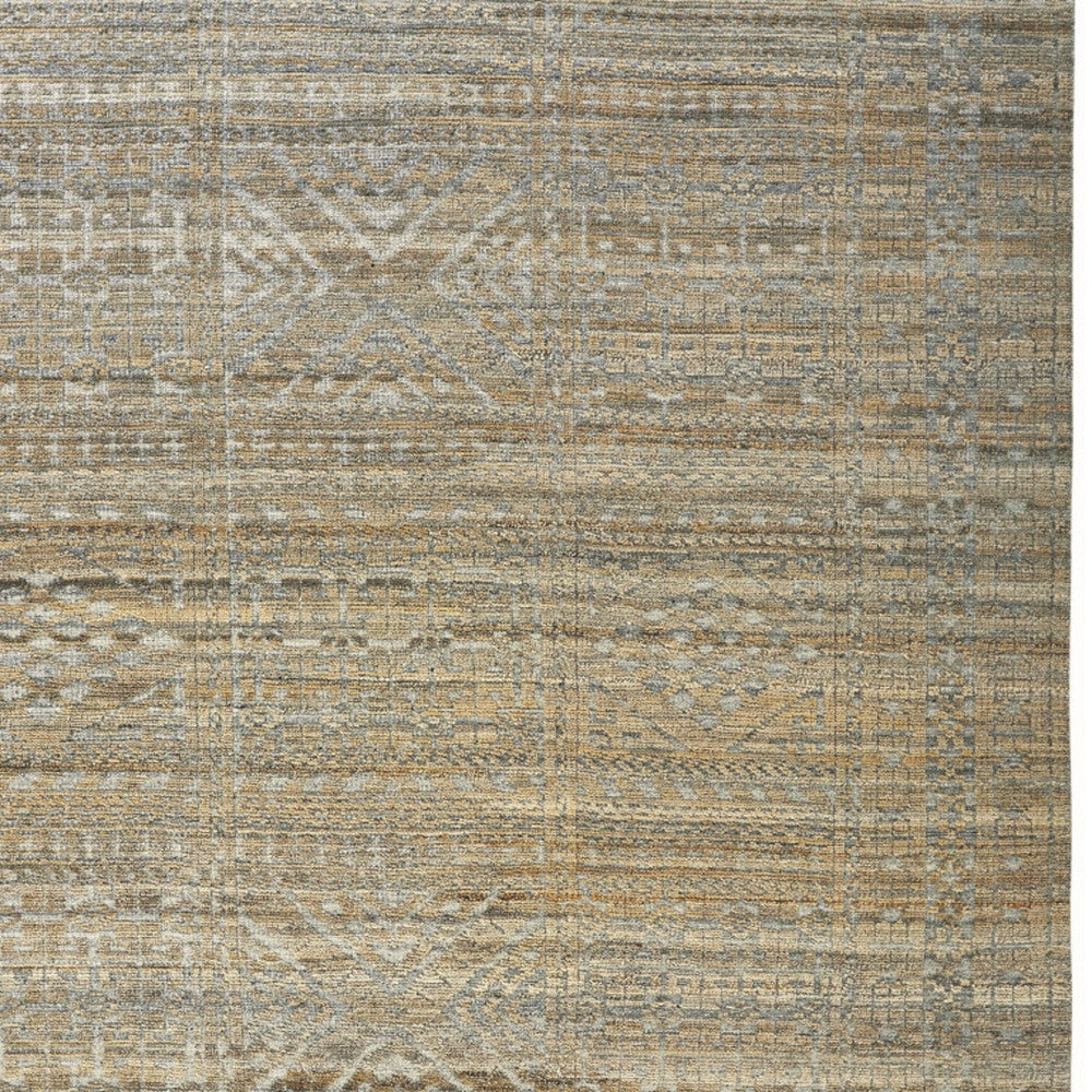 4 x 6 Gold & Tan Geometric Hand Knotted Rug