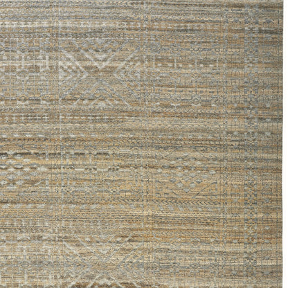4 x 6 Gold & Tan Geometric Hand Knotted Rug
