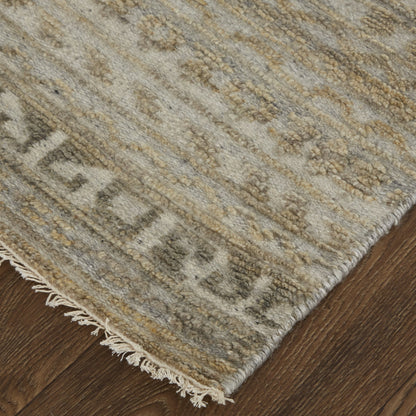 8 x 10 Gold & Tan Geometric Hand Knotted Rug