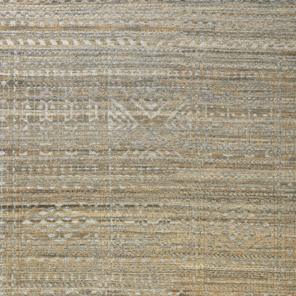 8 x 10 Gold & Tan Geometric Hand Knotted Rug