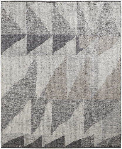 4 x 6 Gray & Ivory Wool Geometric Hand Knotted Rug