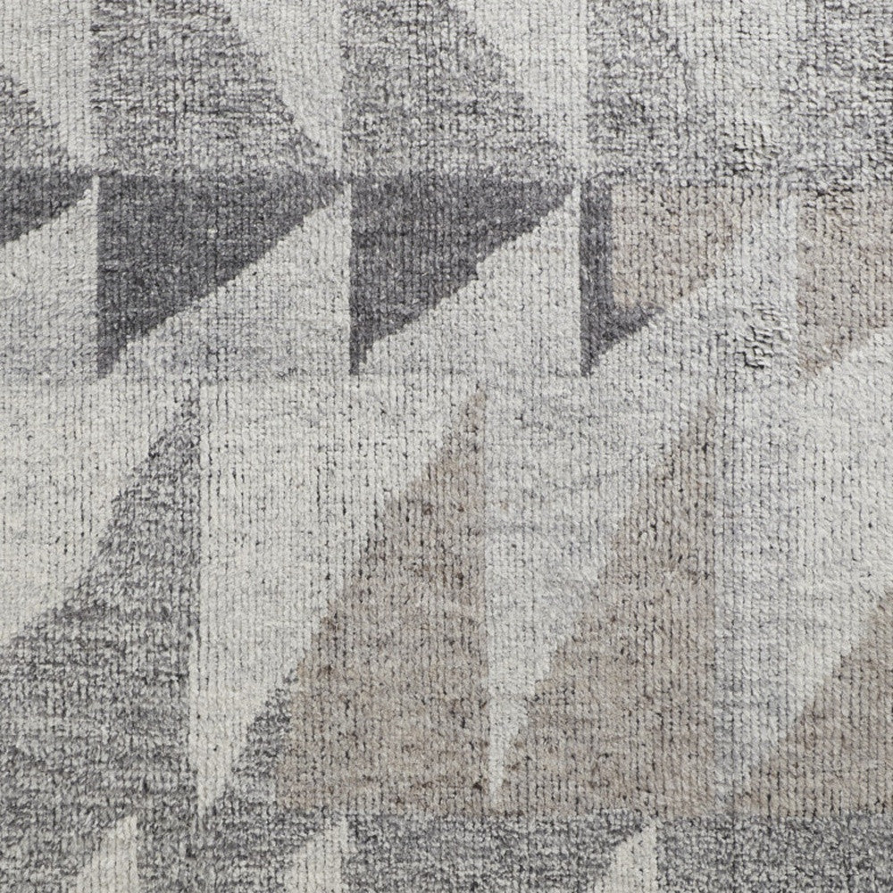 4 x 6 Gray & Ivory Wool Geometric Hand Knotted Rug