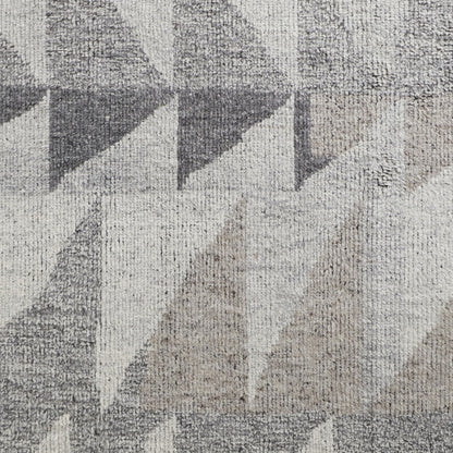 4 x 6 Gray & Ivory Wool Geometric Hand Knotted Rug