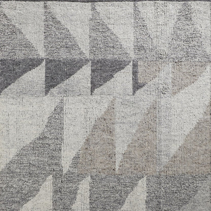 4 x 6 Gray & Ivory Wool Geometric Hand Knotted Rug