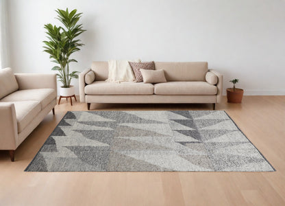 12 x 15 Gray & Ivory Wool Geometric Hand Knotted Rug