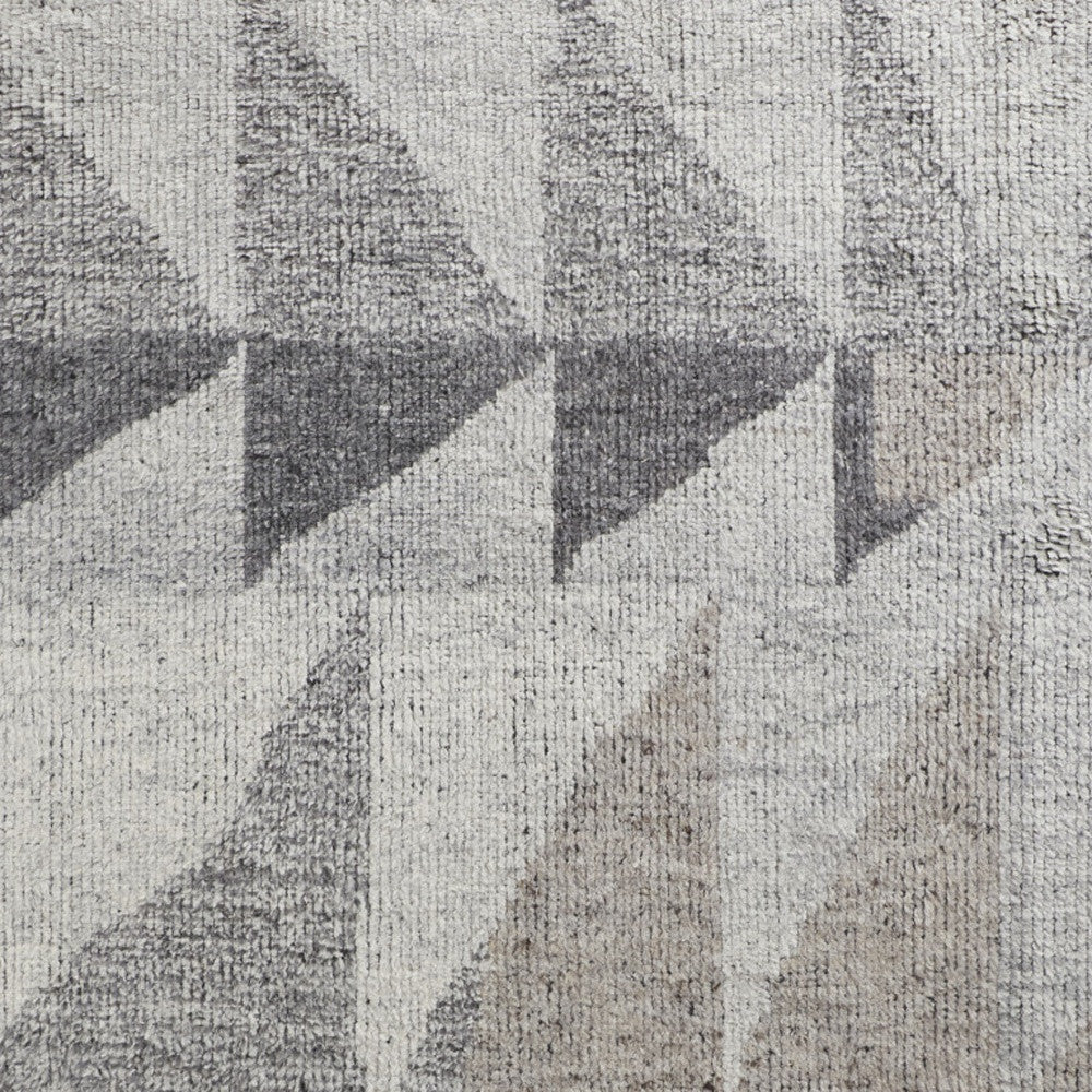 12 x 15 Gray & Ivory Wool Geometric Hand Knotted Rug