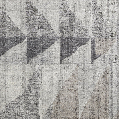 12 x 15 Gray & Ivory Wool Geometric Hand Knotted Rug