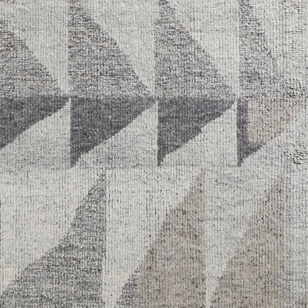 12 x 15 Gray & Ivory Wool Geometric Hand Knotted Rug