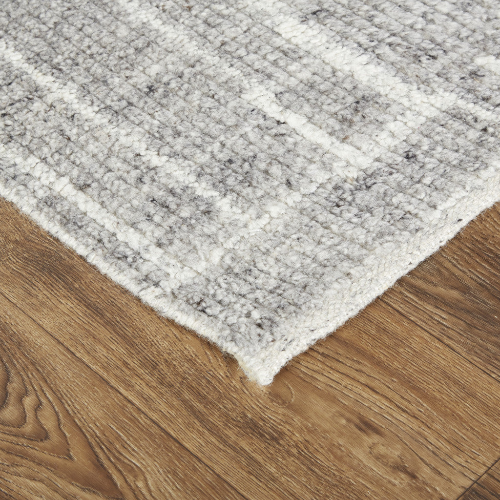 4 x 6 Gray & Ivory Wool Checkered Hand Knotted Rug