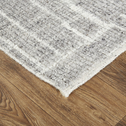 4 x 6 Gray & Ivory Wool Checkered Hand Knotted Rug