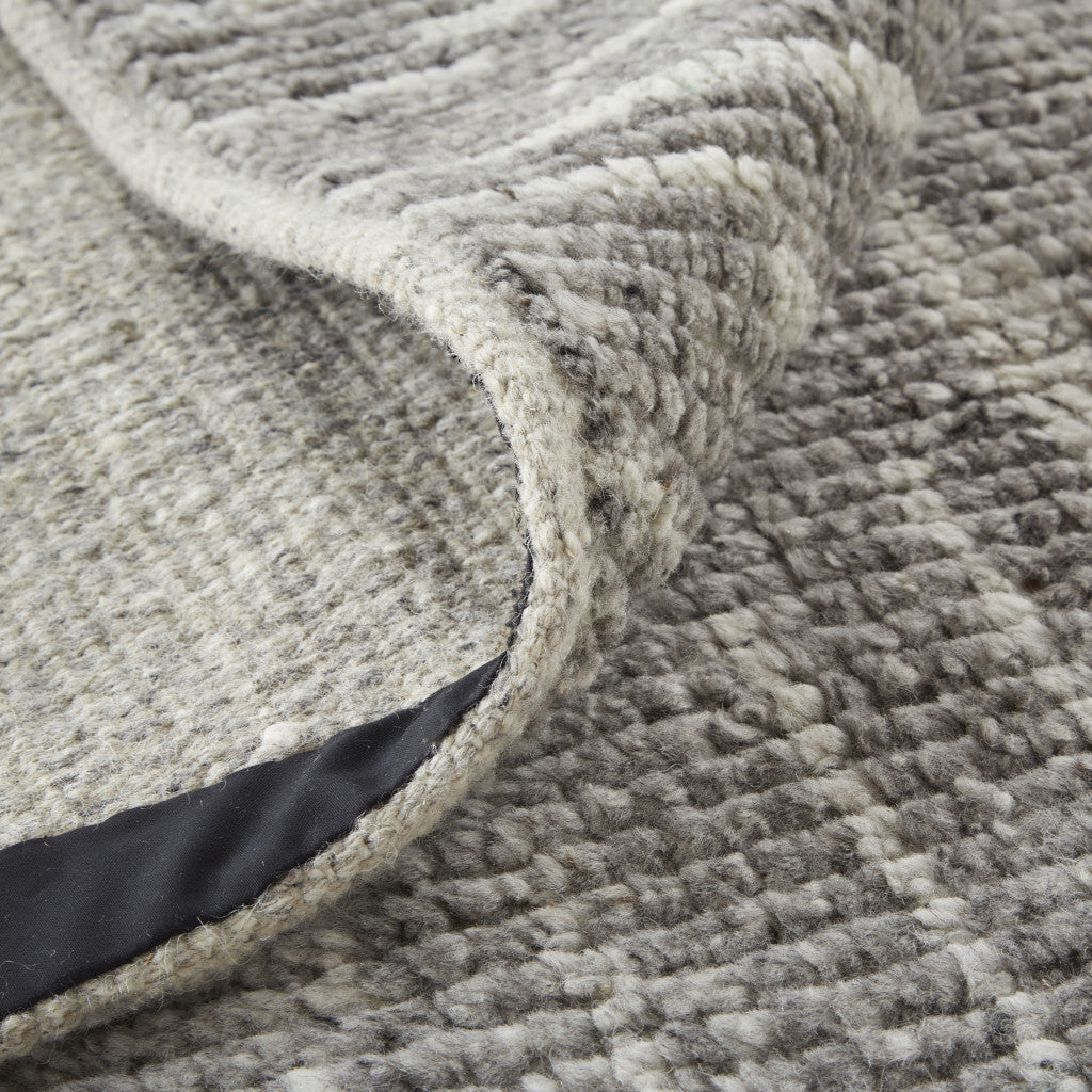 4 x 6 Gray & Ivory Wool Checkered Hand Knotted Rug
