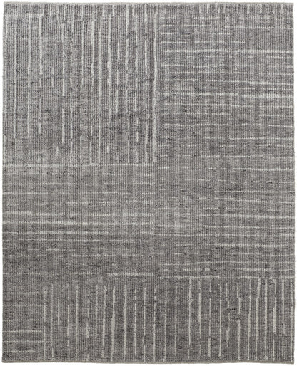 4 x 6 Gray & Ivory Wool Checkered Hand Knotted Rug