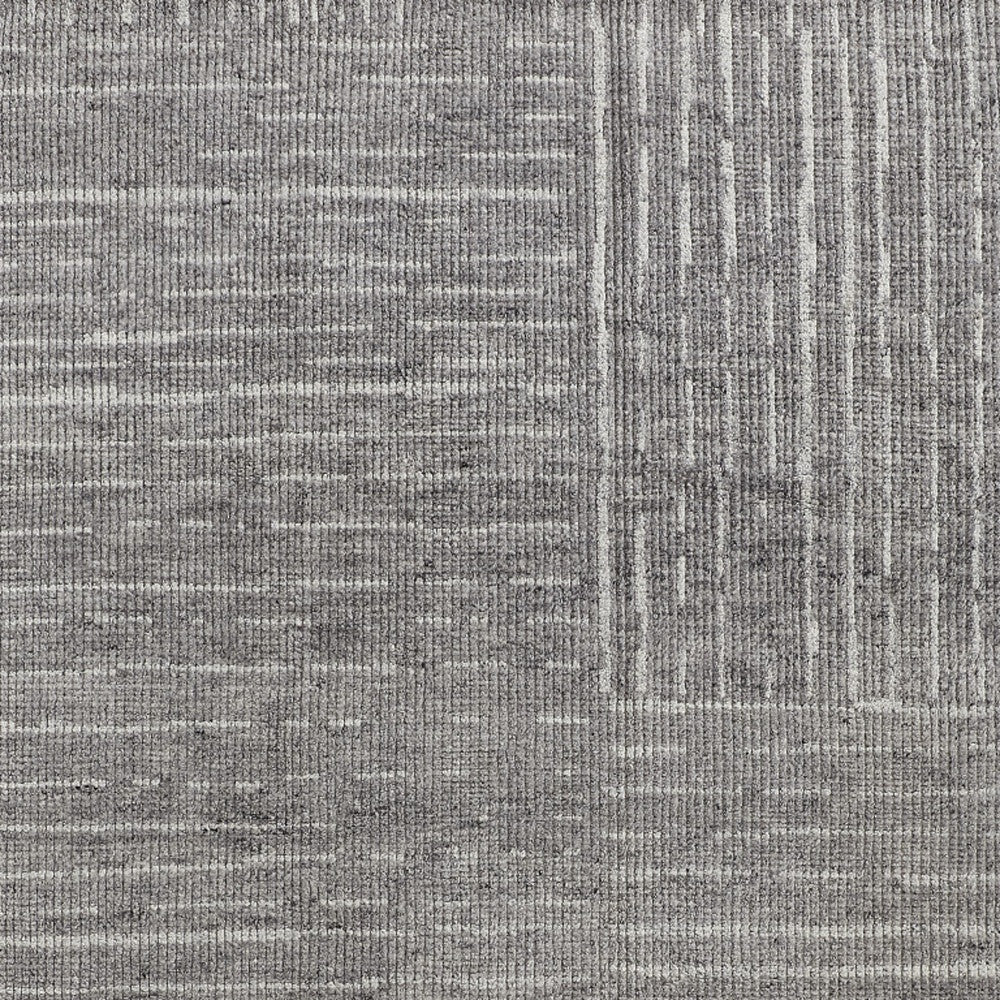 4 x 6 Gray & Ivory Wool Checkered Hand Knotted Rug