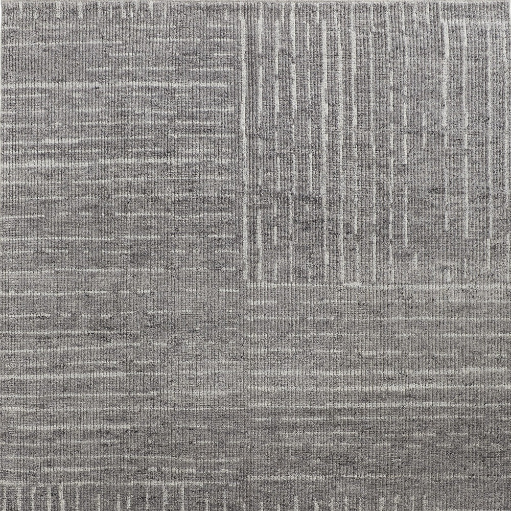 8 x 10 Gray & Ivory Wool Checkered Hand Knotted Rug