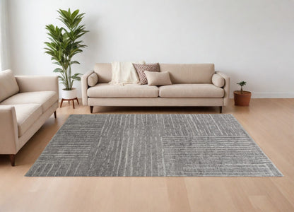 12 x 15 Gray & Ivory Wool Checkered Hand Knotted Rug