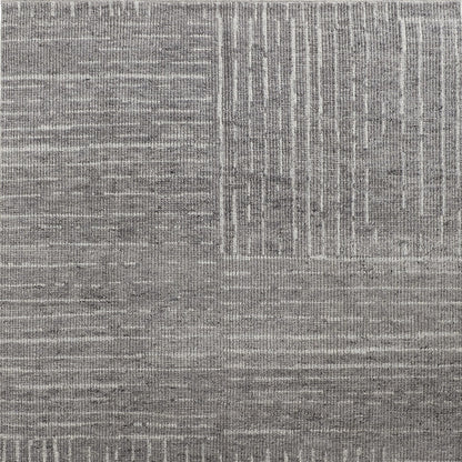12 x 15 Gray & Ivory Wool Checkered Hand Knotted Rug