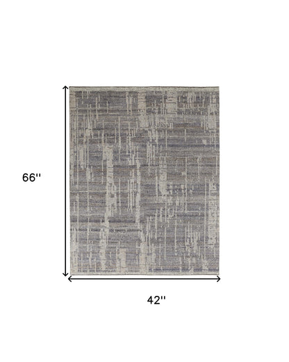 4 x 6 Gray & Ivory Wool Hand Knotted Rug