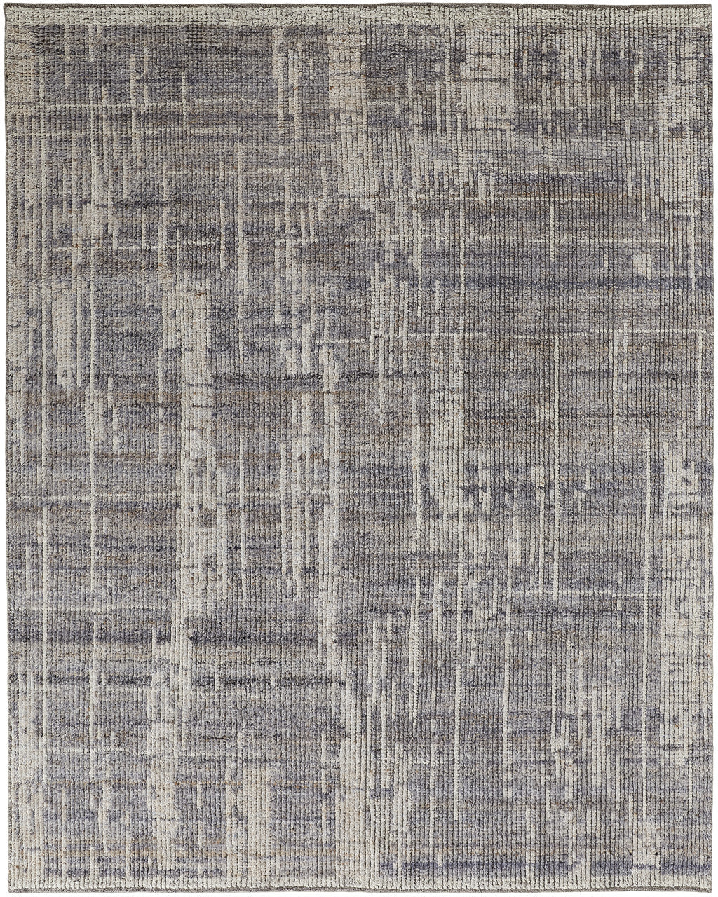 4 x 6 Gray & Ivory Wool Hand Knotted Rug