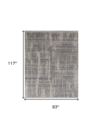8 x 10 Gray & Ivory Wool Hand Knotted Rug