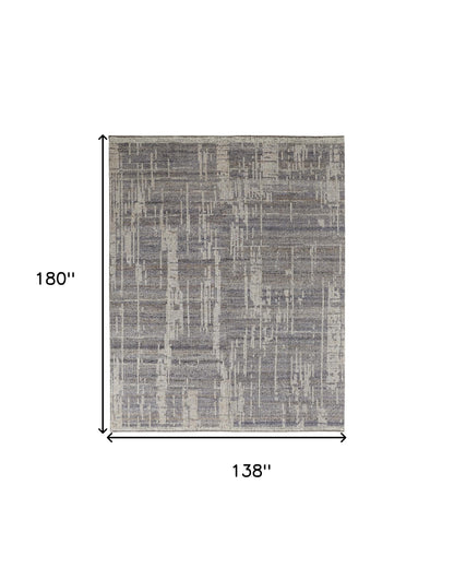 12 x 15 Gray & Ivory Wool Hand Knotted Rug