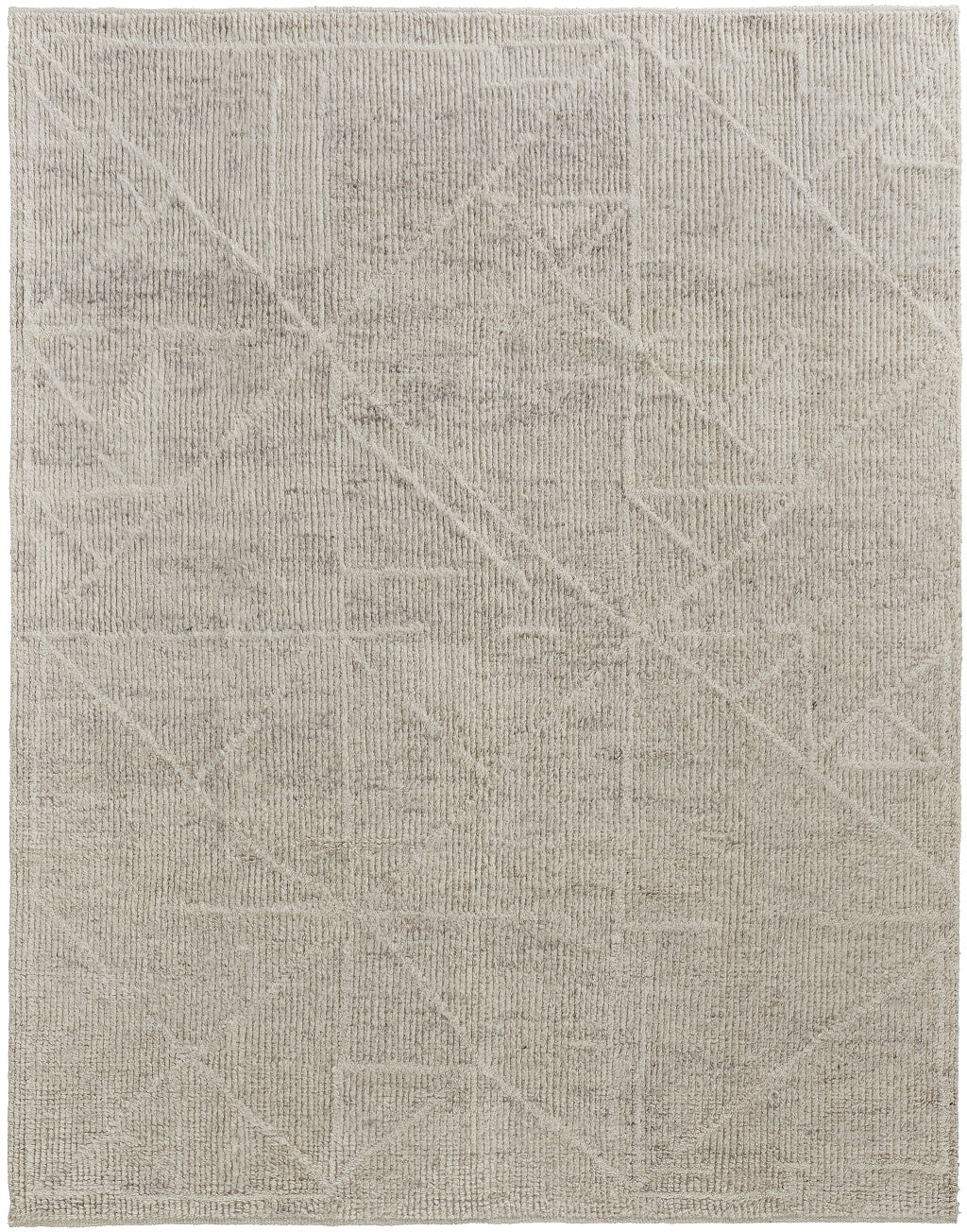 4 x 6 Tan & Ivory Wool Hand Knotted Rug